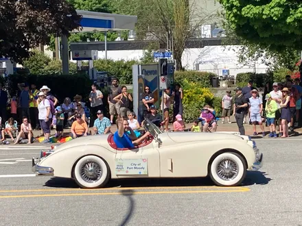Classic cars at a Port Moody community parade.
