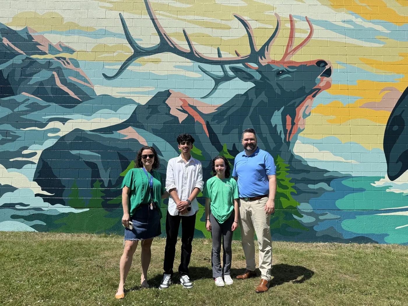 Callan Morrison with family at a Port Moody mural.