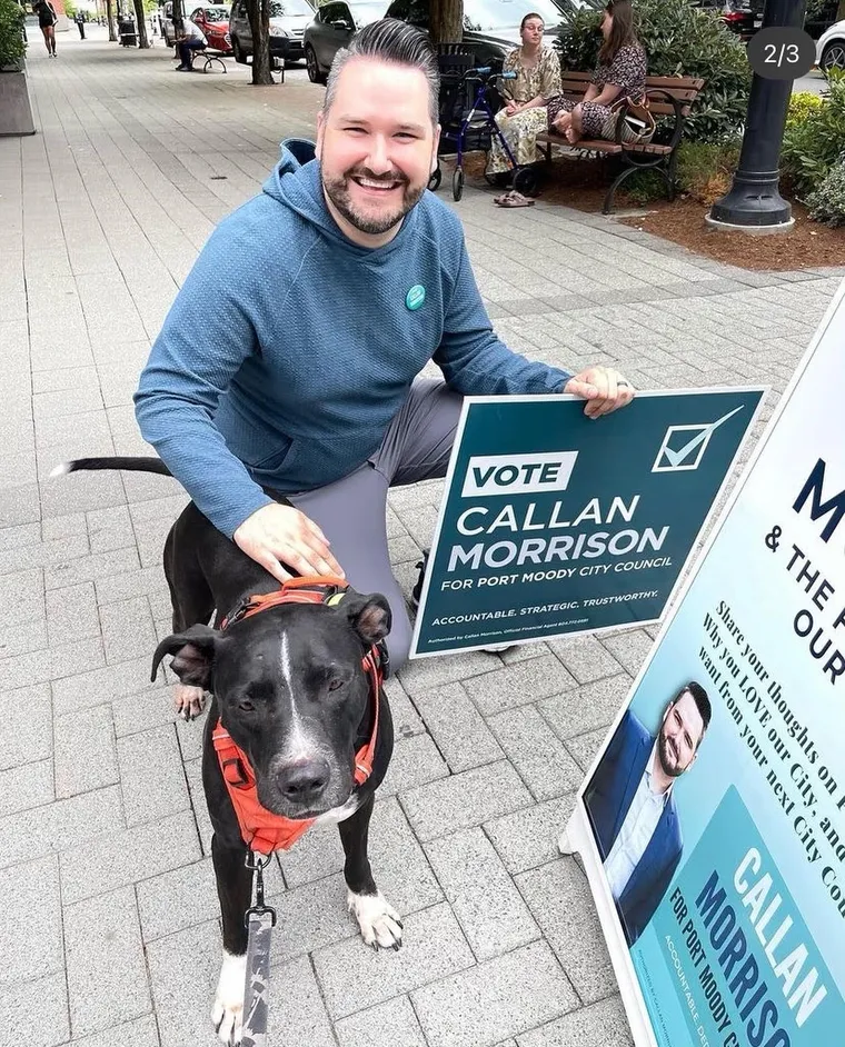 Callan Morrison with supporters at a Port Moody community event.